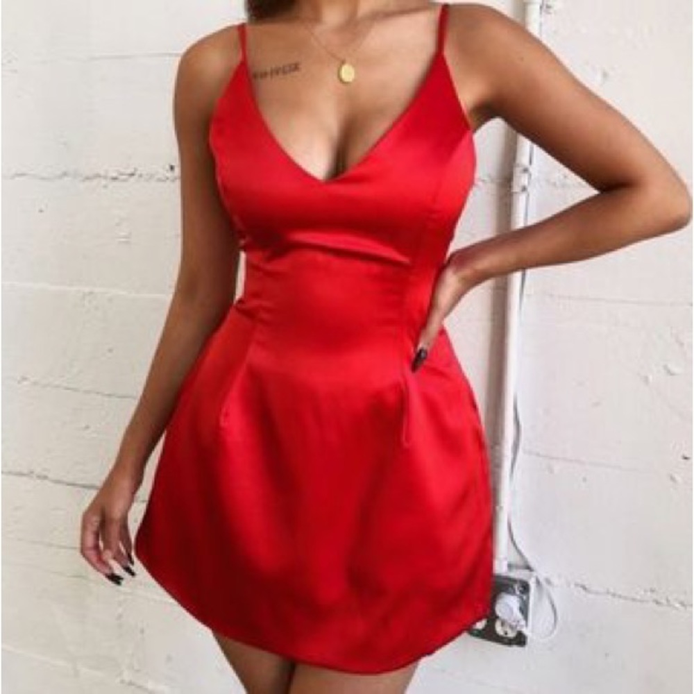 ♥️ Red Selena Satin Mini Dress